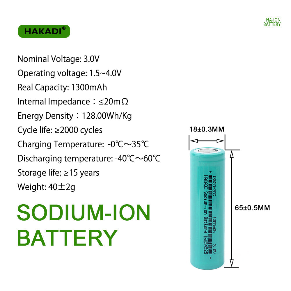 Sodium-ion 18650 3V 1300mAh Cells Discharge 20C NA Battery Rechargeable For E-bike Power Tools DIY 12V 24V 48V 72V Battery Pack