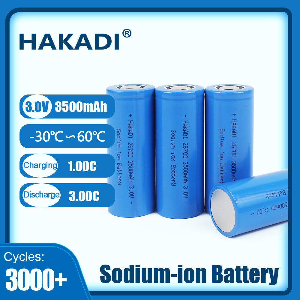 Sodium-ion Battery 26700 3V 3500mAh SIB Rechargeable NA Cell Cycle Life 3000+ For E-bike Power Tools